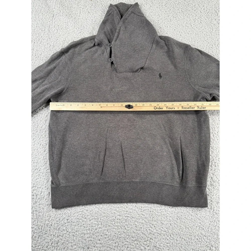 Polo Ralph‎ Lauren Cowl Neck Sweater Mens Large Blue LS Black Pony Shawl Collar